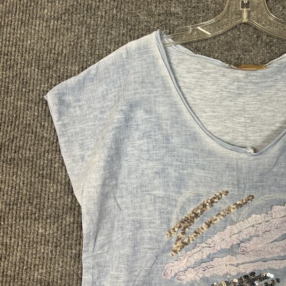 Free For Humanity Womens Linen Blend Lagenlook Top Size Large? Sequins Lagenlook - Picture 4 of 8